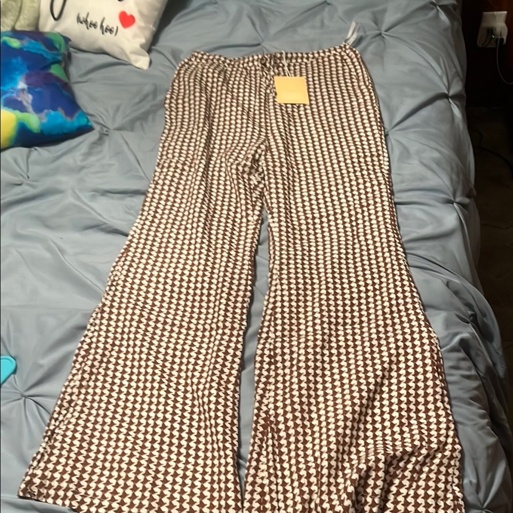 Charlie Holiday Brown and White Houndstooth Trousers